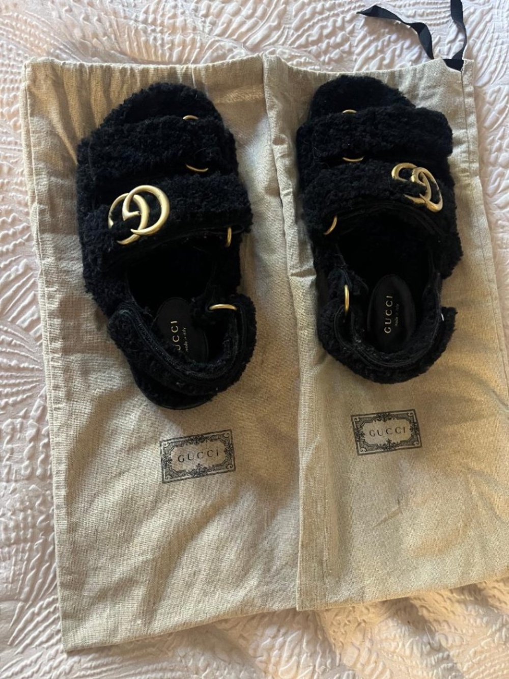 Gucci Double G Merino Wool Sandals